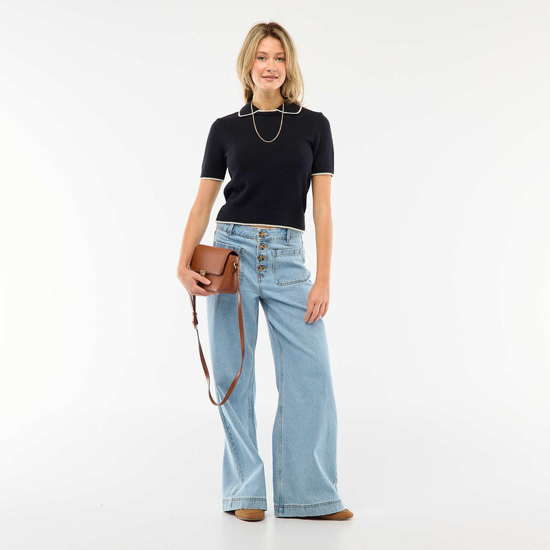 Pull polo en laine mélangé