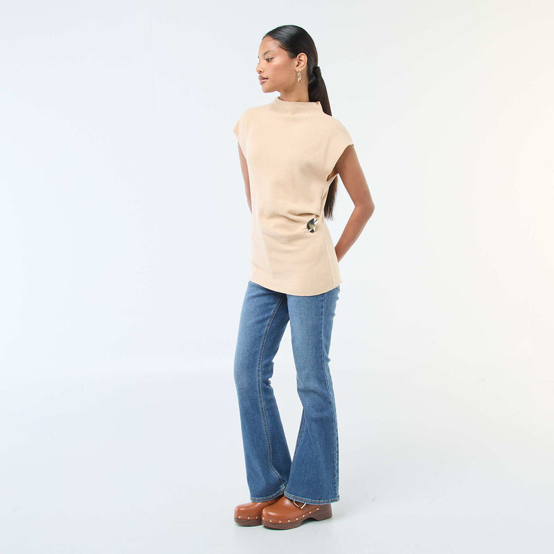 Pull sans manches avec col montant