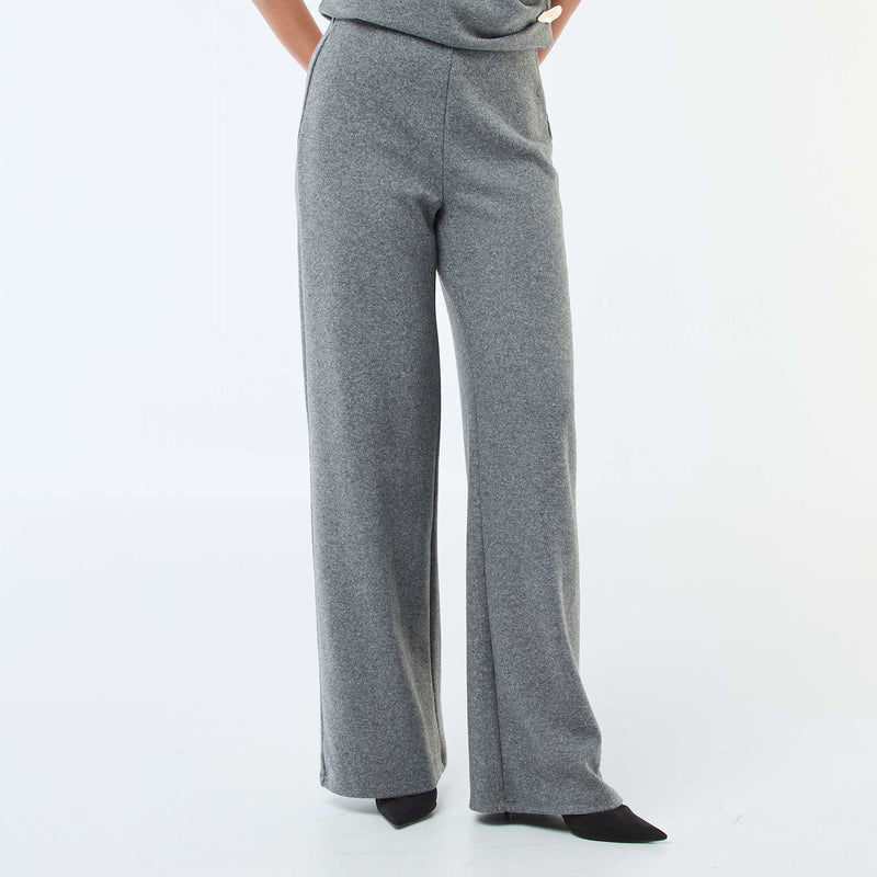 Pantalon wide leg en maille doudou