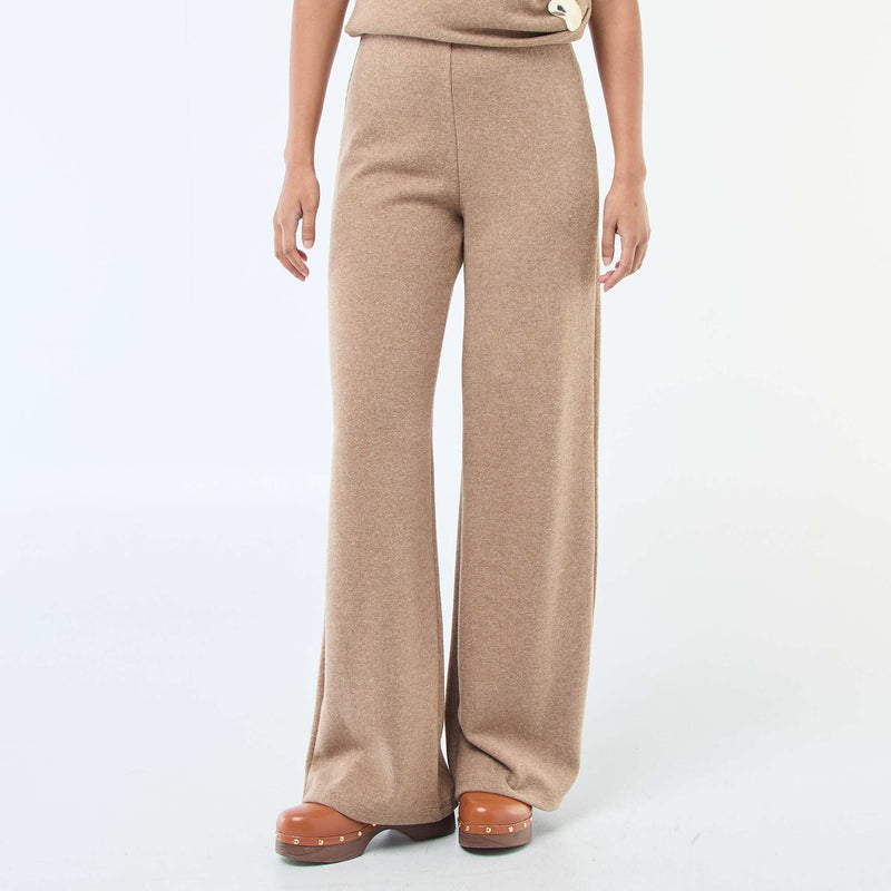 Pantalon wide leg en maille doudou