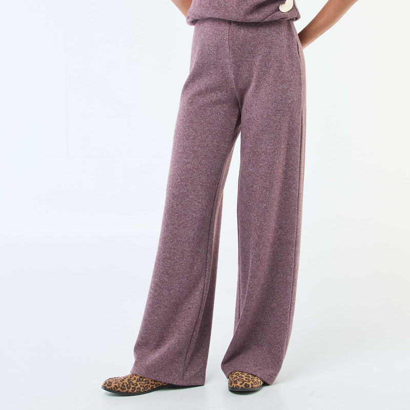 Pantalon wide leg en maille doudou