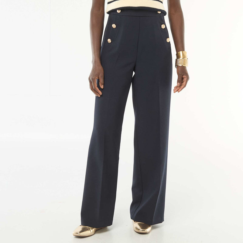 Pantalon large à boutons marinière