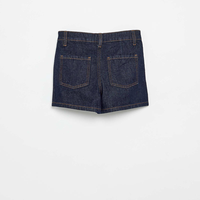 Short en denim avec effet plissé