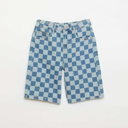 Bermuda en denim à carreaux