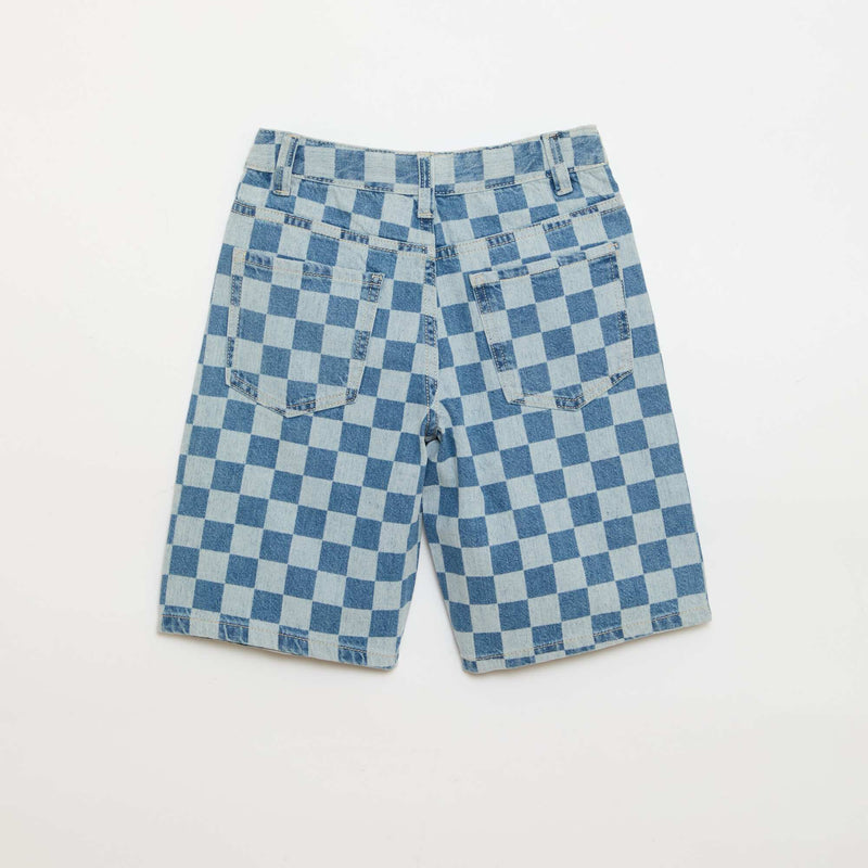 Bermuda en denim à carreaux