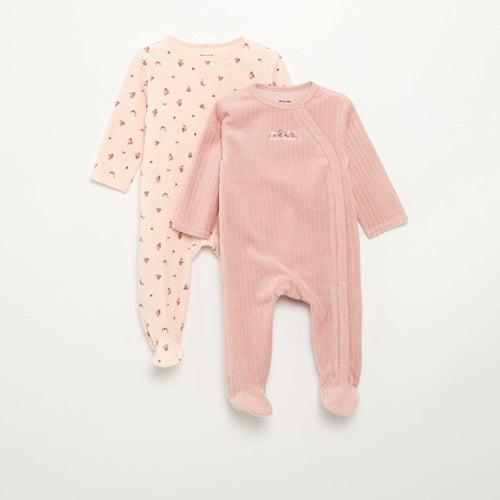 Lot de 2 pyjama en velours avec pieds