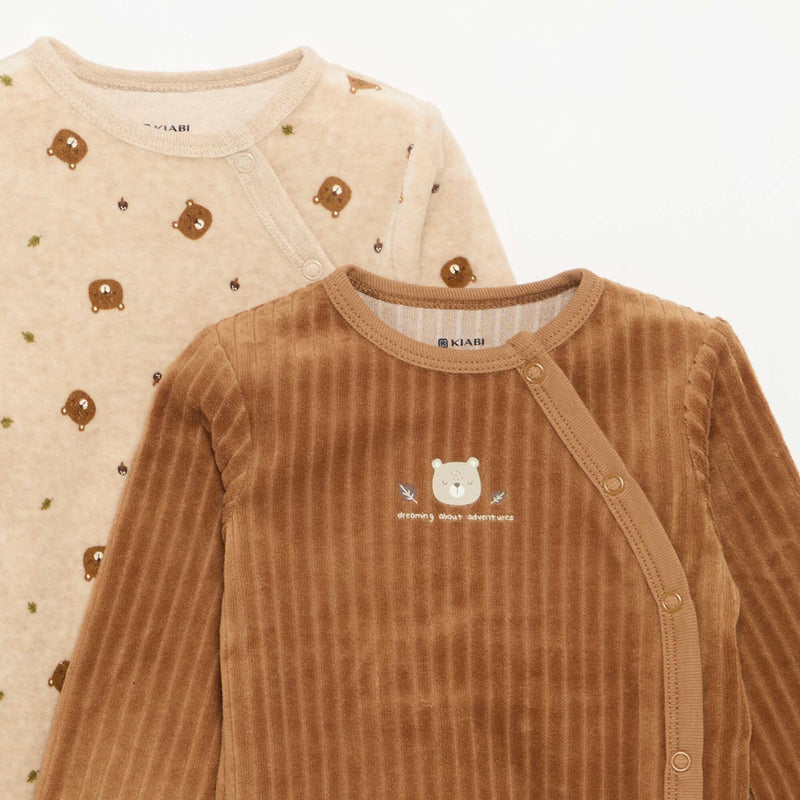 Lot de 2 pyjama en velours avec pieds