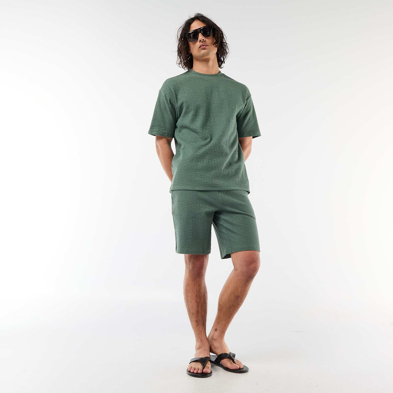 T-shirt imprimé à manches courtes en nid d'abeilles