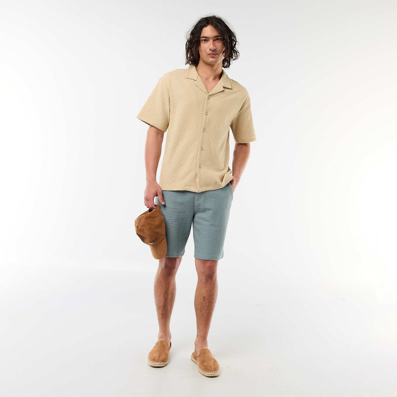 Chemise en maille gaufrée à manches courtes