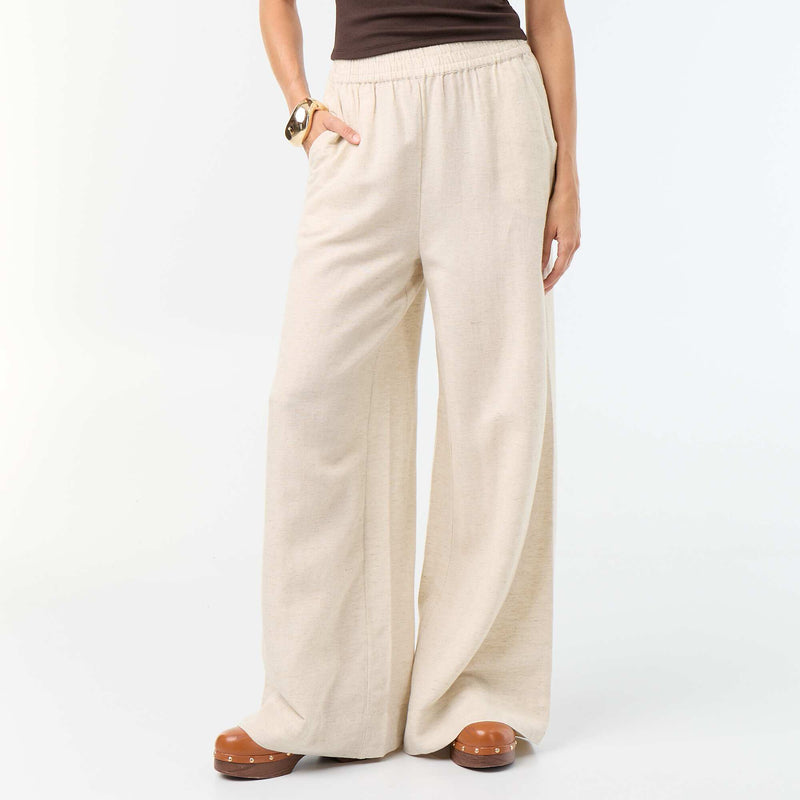 Pantalon large à la taille élastiquée