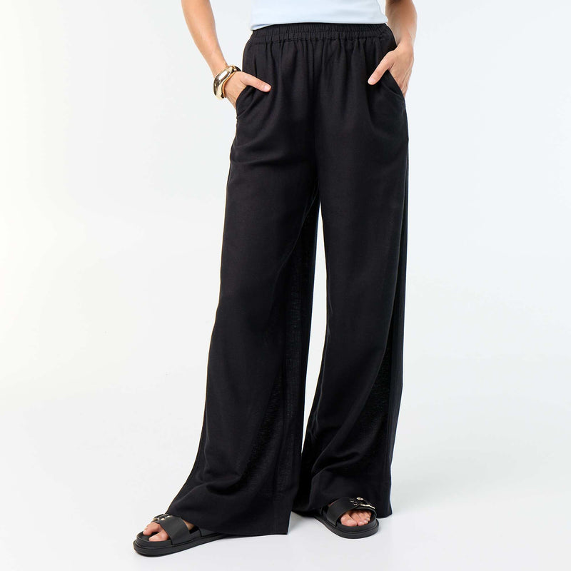 Pantalon large à la taille élastiquée