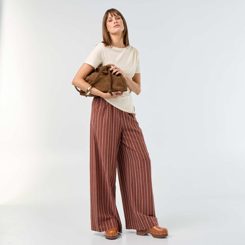 Pantalon large à la taille élastiquée