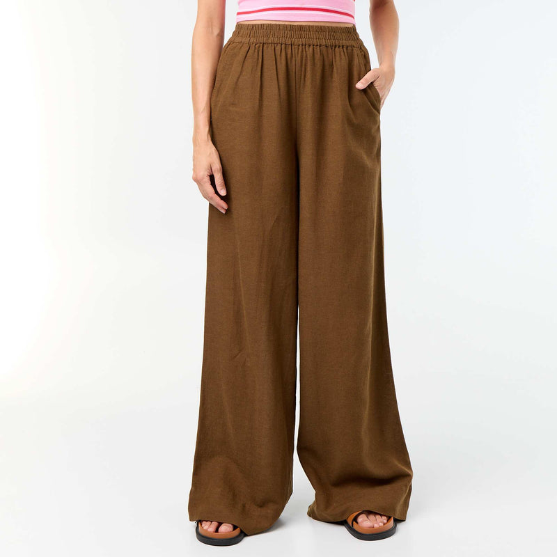 Pantalon large à la taille élastiquée