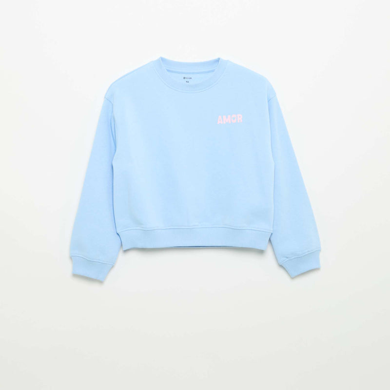Sweat en molleton imprimé poitrine – Bleu – Kiabi Maroc