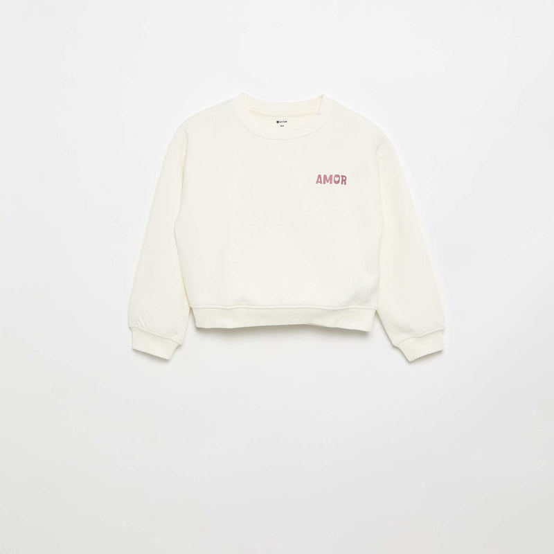 Sweat en molleton imprimé poitrine – Blanc – Kiabi Maroc