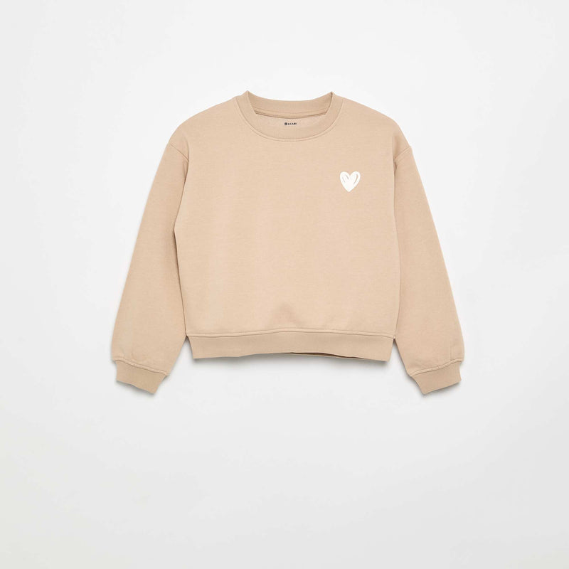 Sweat en molleton imprimé poitrine – Beige – Kiabi Maroc