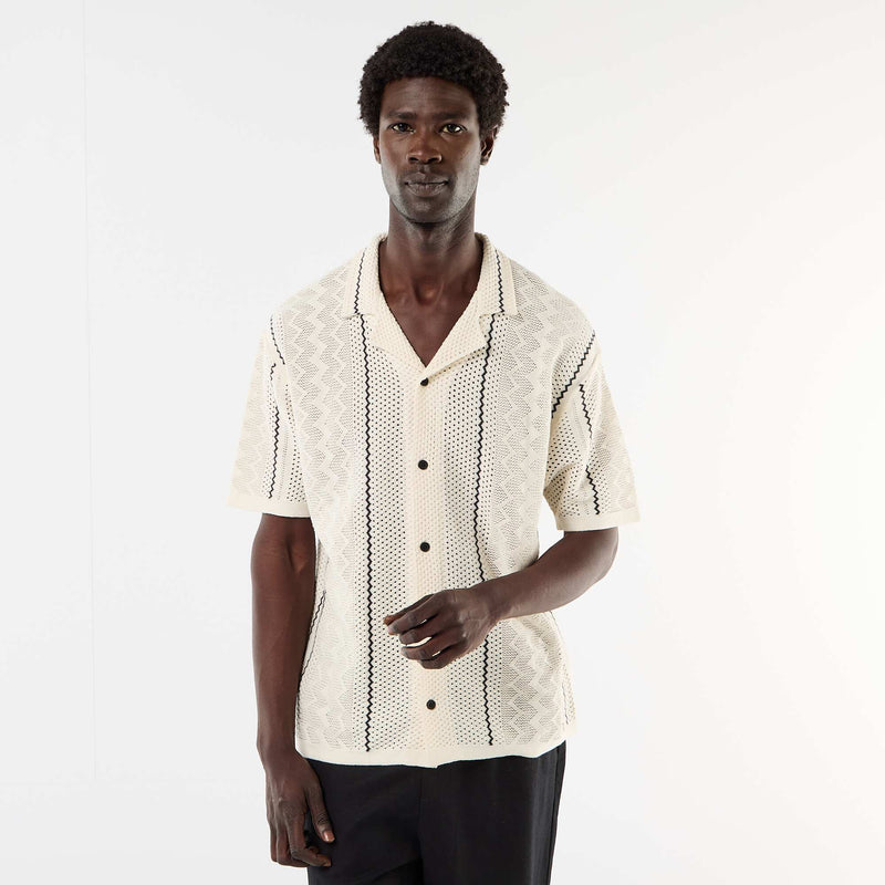 Chemise à manches courtes en maille fantaisie
