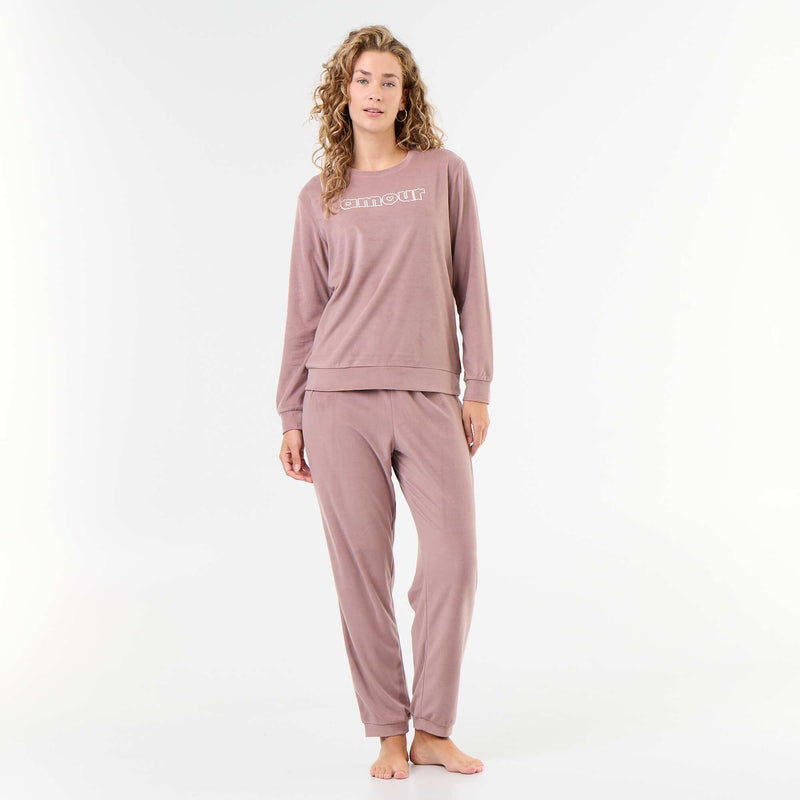 Ensemble de pyjama long en polaire - 2 pièces – Rose – Kiabi Maroc