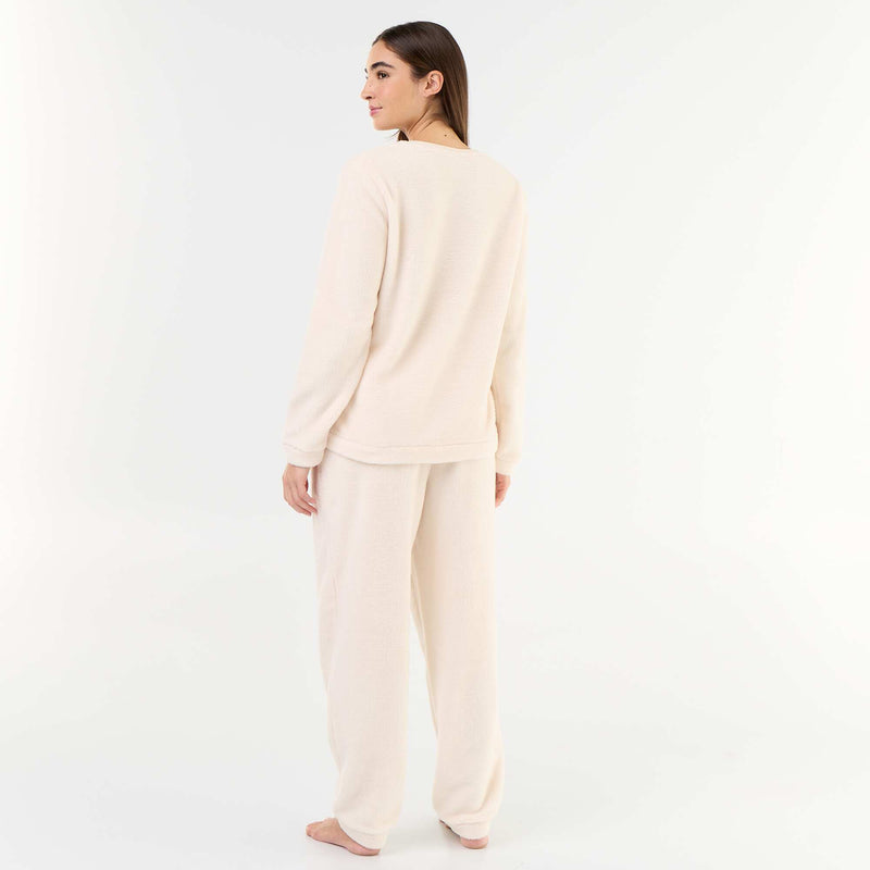 Ensemble pyjama en polaire t-shirt + pantalon - 2 pièces – Blanc – Kiabi Maroc