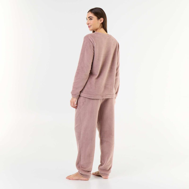 Ensemble pyjama en polaire t-shirt + pantalon - 2 pièces – Rose – Kiabi Maroc