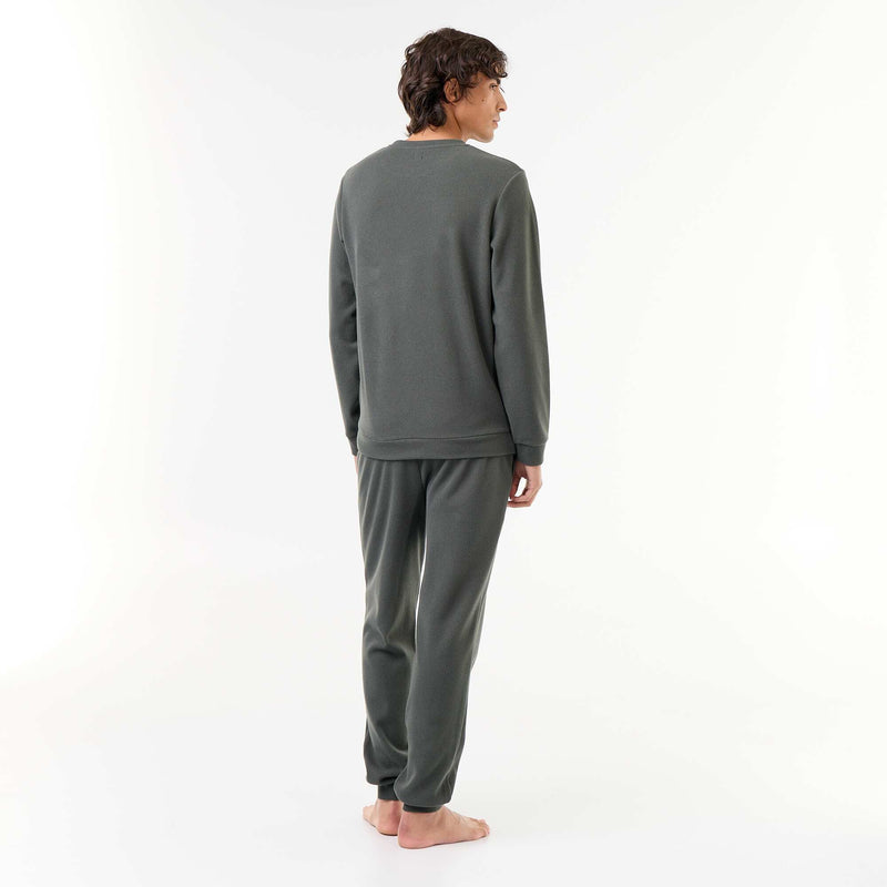 Ensemble pyjama long t-shirt + pantalon gaufrés - 2 pièces – Vert – Kiabi Maroc