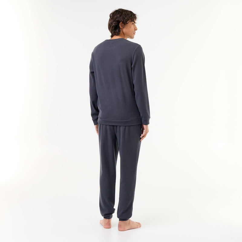 Ensemble pyjama long t-shirt + pantalon gaufrés - 2 pièces – Bleu – Kiabi Maroc