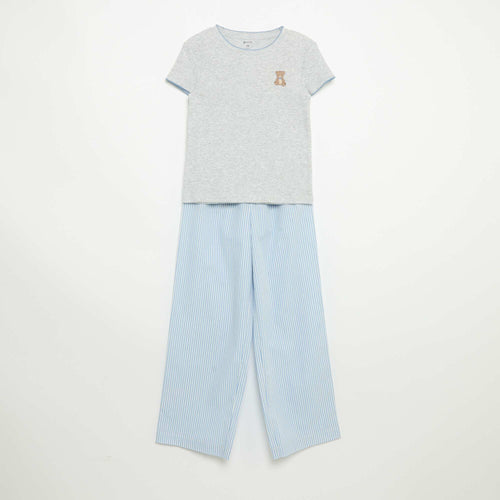 Pyjama 2 pièces - T-shirt à manches courtes + pantalon rayé