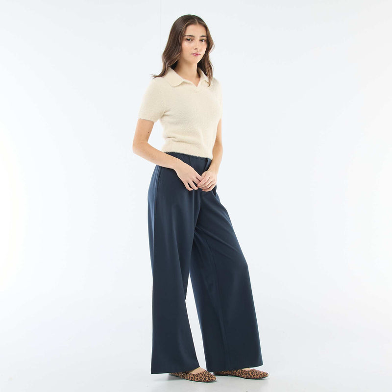 Pull manches courtes maille poilue
