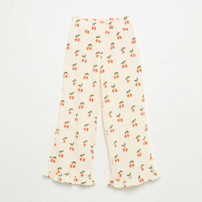 Pantalon large avec bas volantés