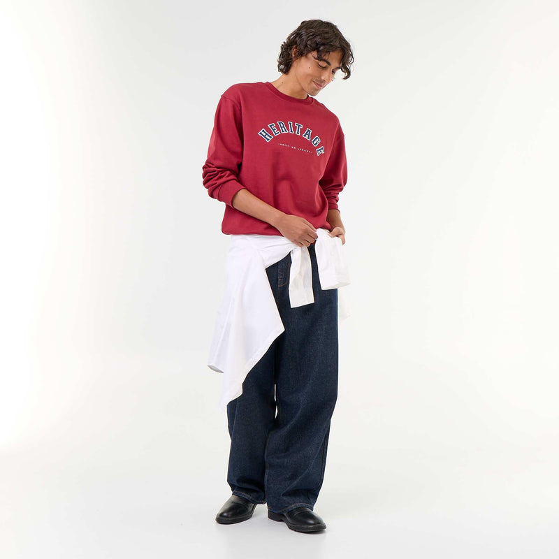 Sweat esprit sportswear avec inscriptions brodées – Rouge – Kiabi Maroc