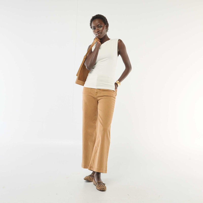 T-shirt stretch uni asymétrique
