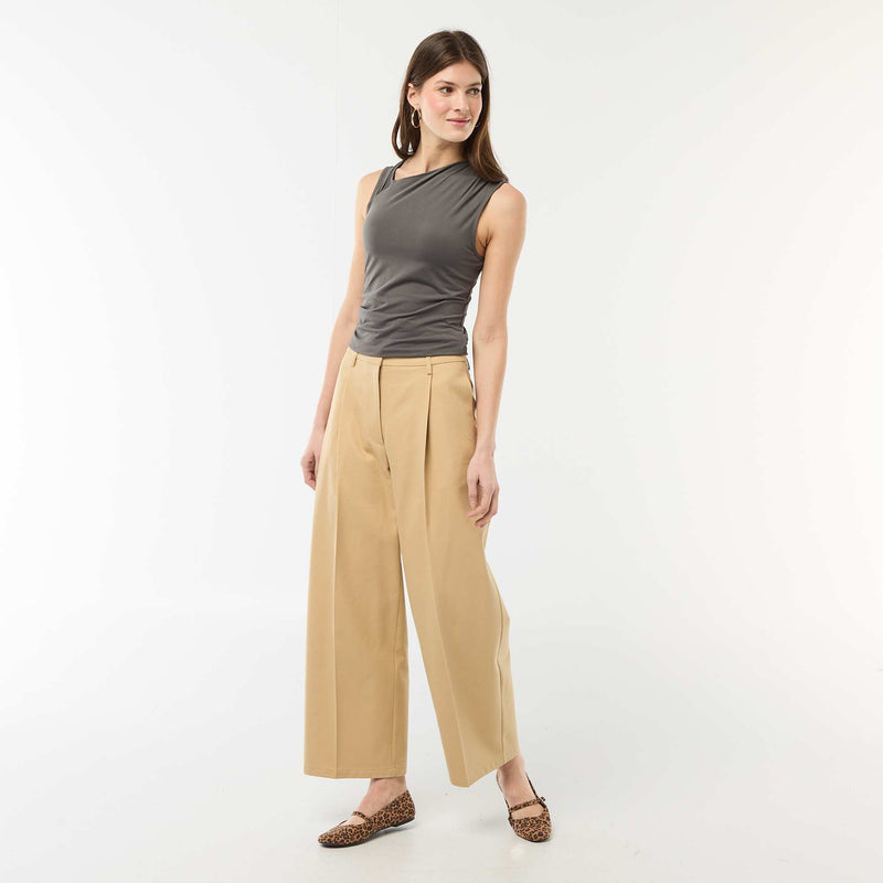 T-shirt stretch uni asymétrique