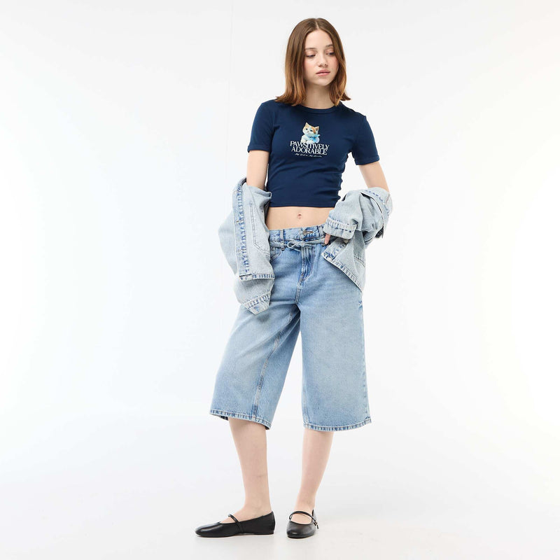 Tee-shirt cropped imprimé