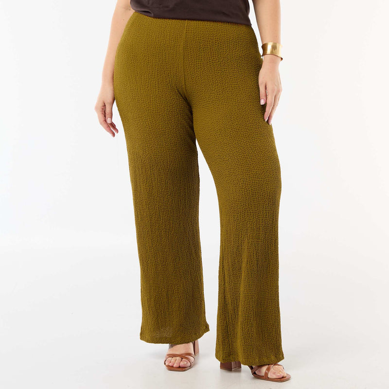 Pantalon large en maille gaufrée