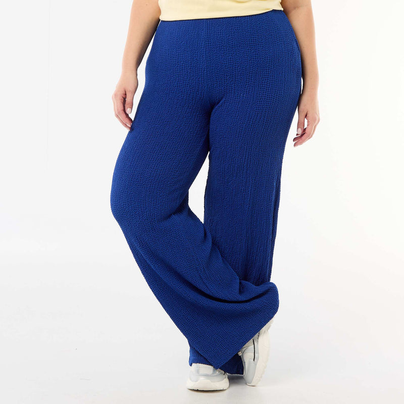 Pantalon large en maille gaufrée