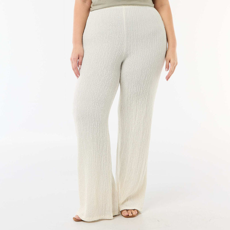 Pantalon large en maille gaufrée