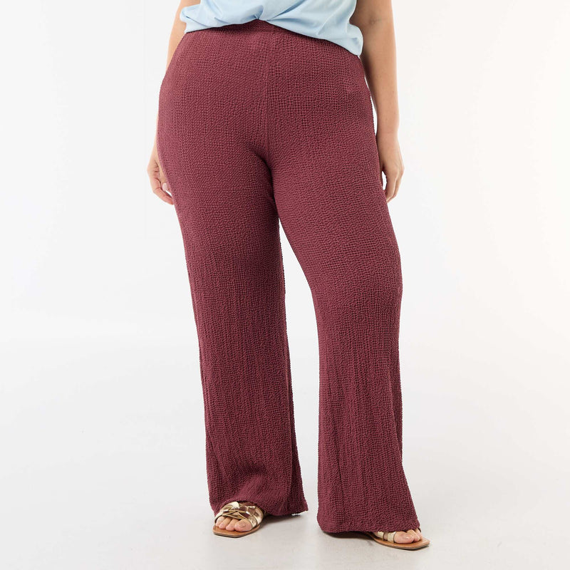 Pantalon large en maille gaufrée