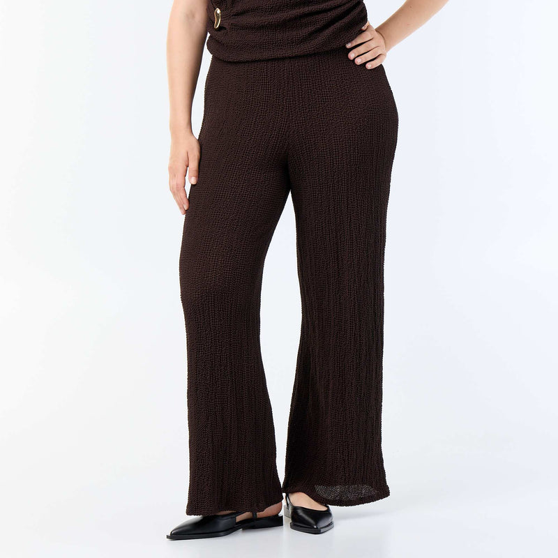 Pantalon large en maille gaufrée