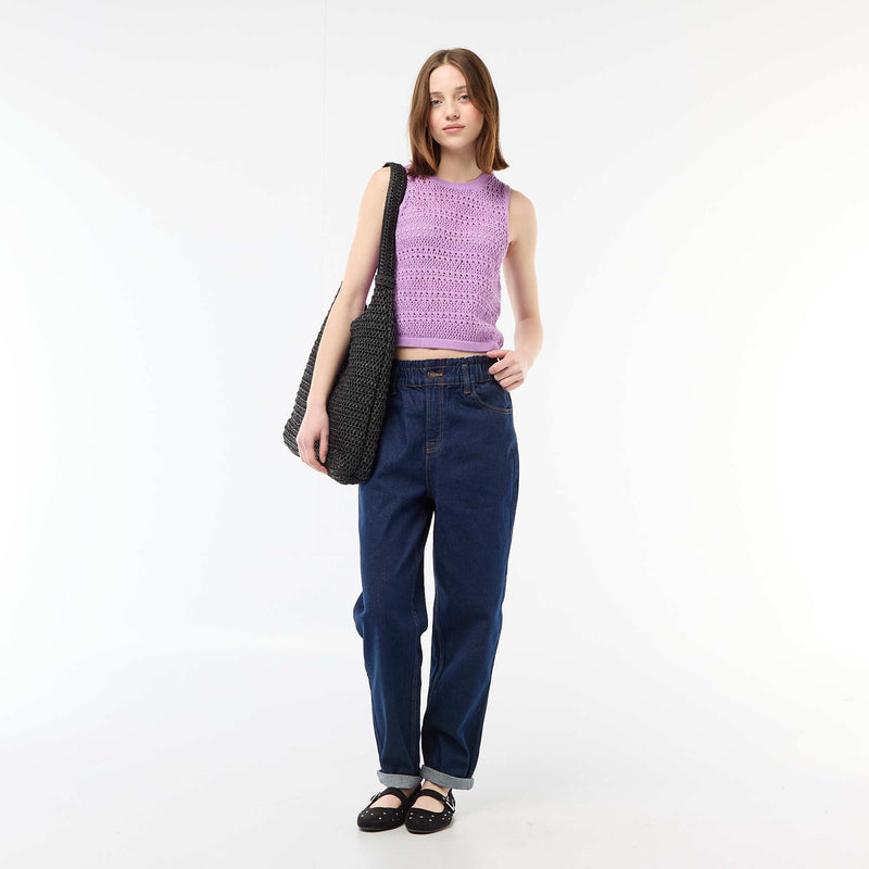 Top en crochet ajouré avec emmanchures larges