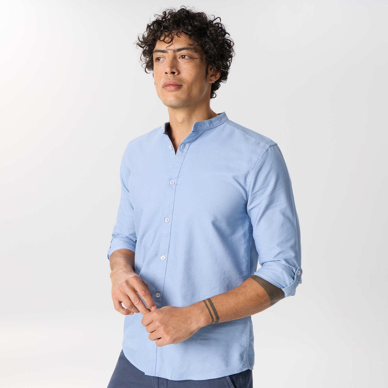 Chemise unie col mao – Bleu – Kiabi Maroc