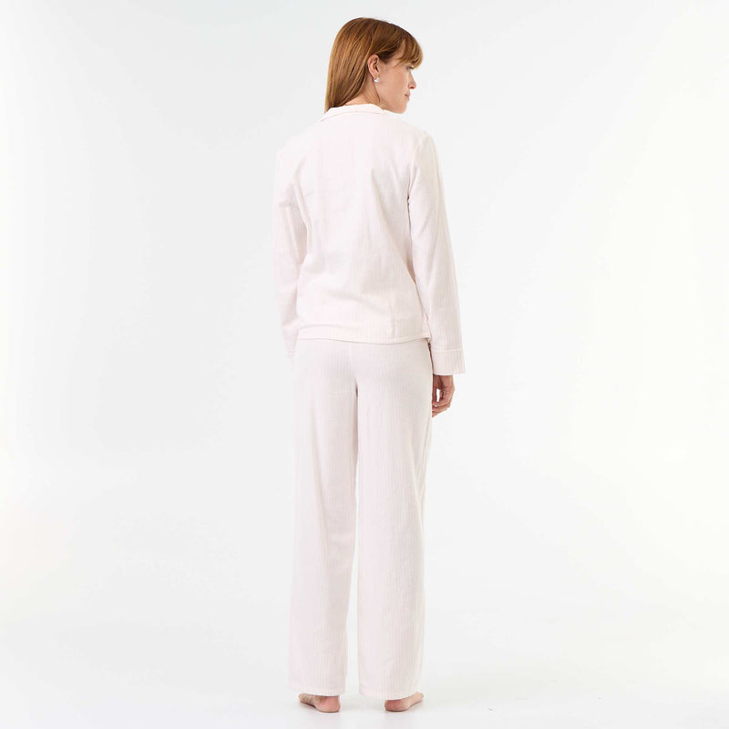 Pyjama chemise + pantalon à motif - 2 pièces – Blanc – Kiabi Maroc