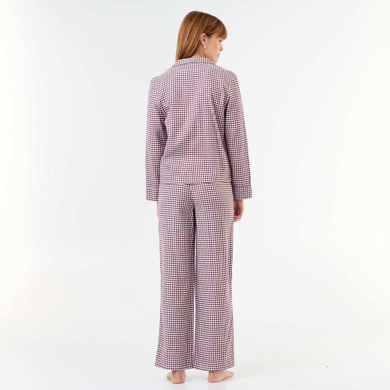 Pyjama chemise + pantalon à motif - 2 pièces – Rouge – Kiabi Maroc