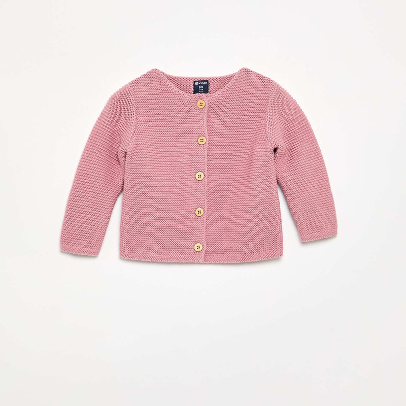 Gilet au point mousse – Rose – Kiabi Maroc