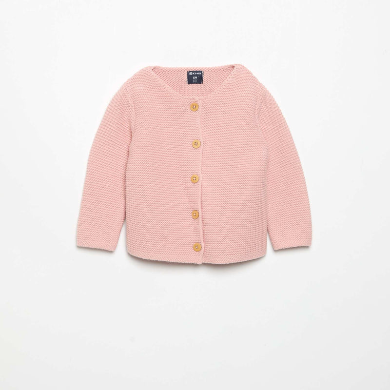 Gilet au point mousse – Rose – Kiabi Maroc