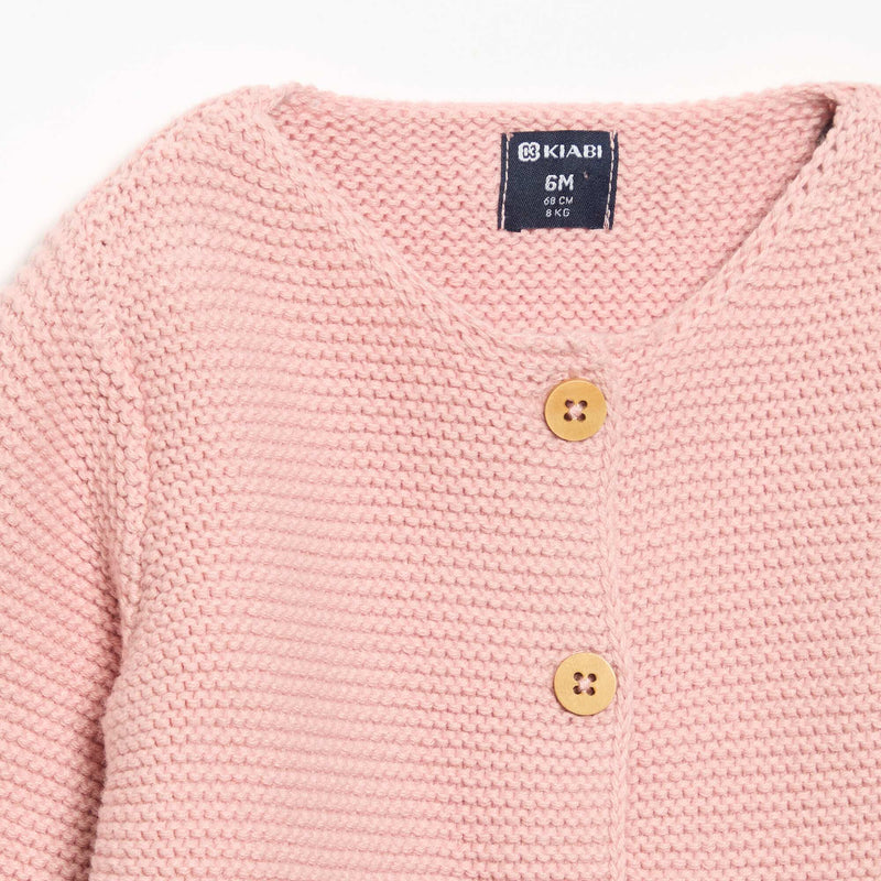Gilet au point mousse – Rose – Kiabi Maroc