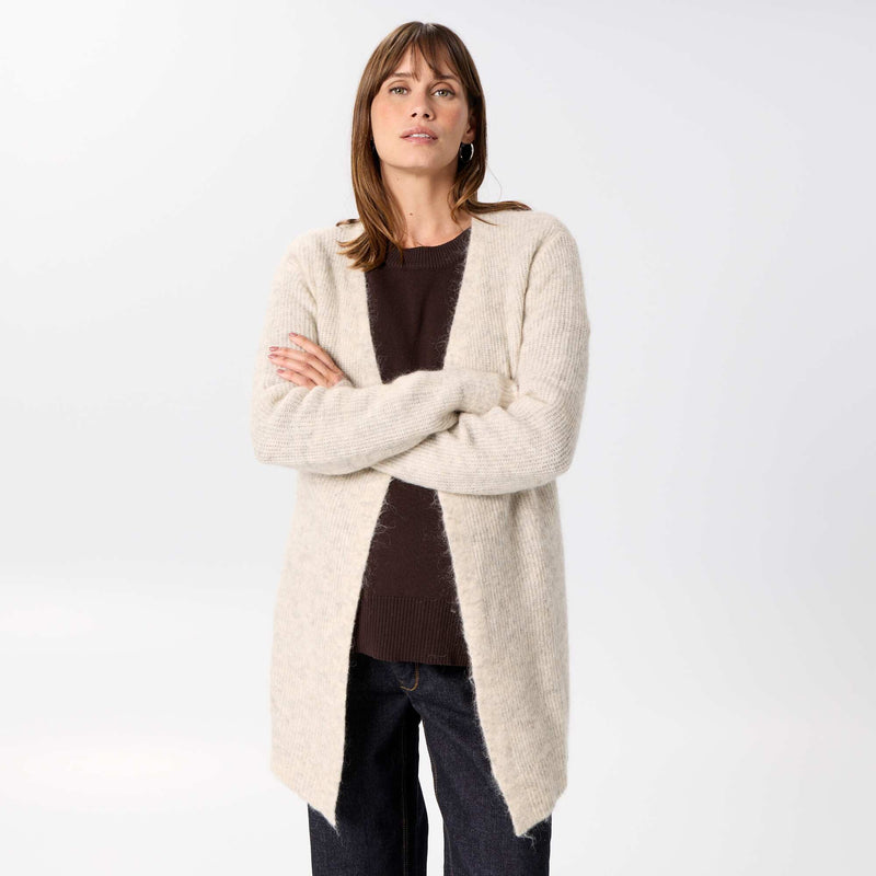 Gilet long de maternité en mohair mélangé – Beige – Kiabi Maroc