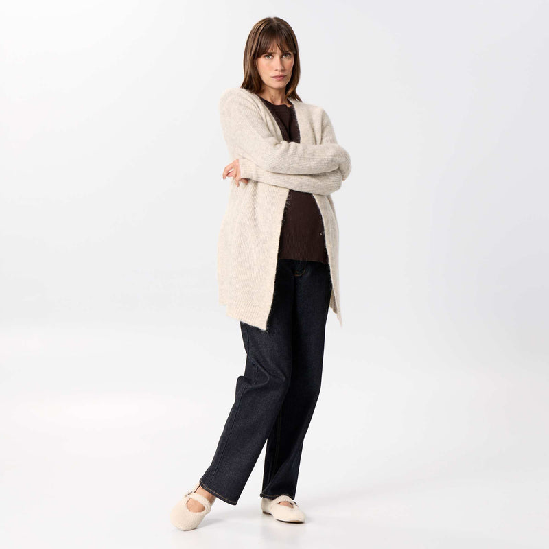 Gilet long de maternité en mohair mélangé – Beige – Kiabi Maroc
