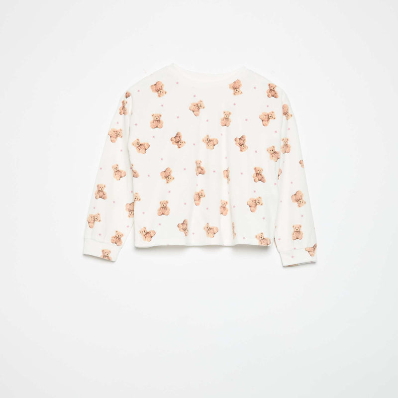 Pyjama imprimé 2 pièces - Sweat + pantalon – Ecru – Kiabi Maroc