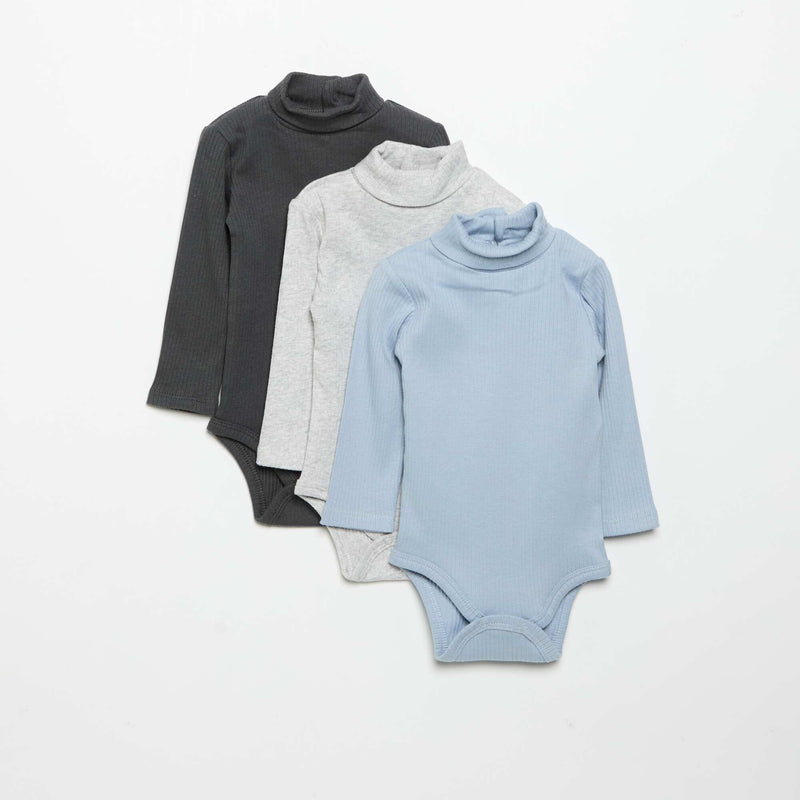 Lot de 3 bodies à col roulé – Bleu – Kiabi Maroc
