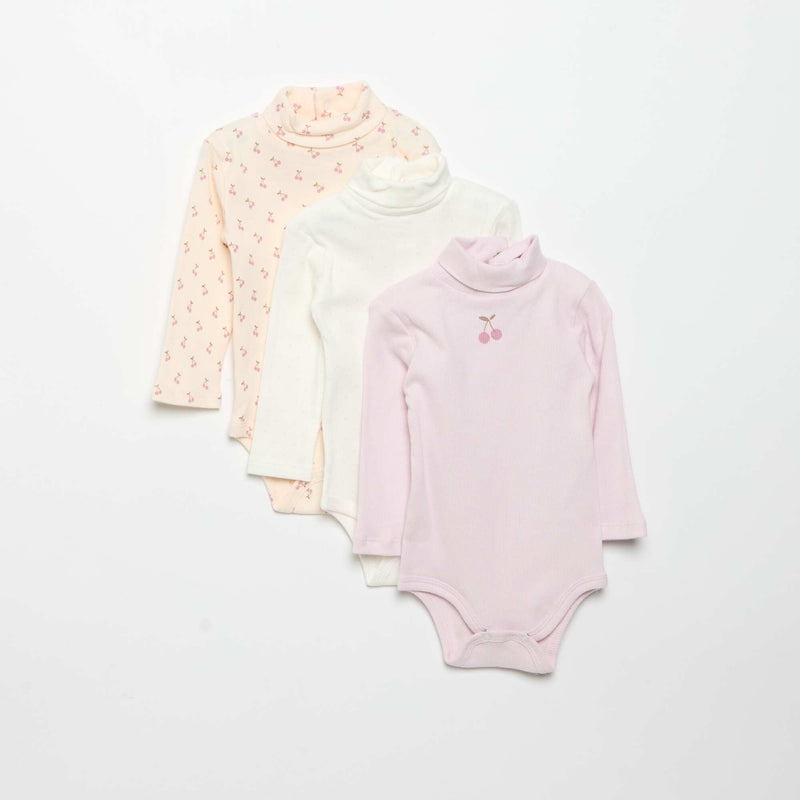 Lot de 3 bodies à col roulé – Rose – Kiabi Maroc